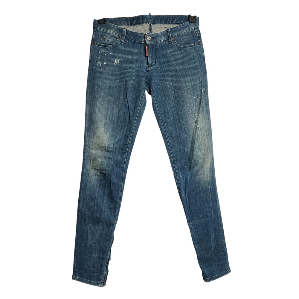 Dsquared2 Paint Splatter Skinny Jeans SIZE 29 Distressed Italy Ankle Zip FLAW